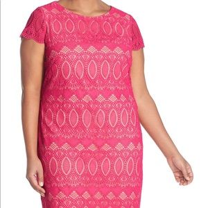 Eliza J Cap Sleeve Lace Overlay Dress